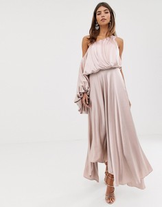 Атласное платье на одно плечо ASOS EDITION - Розовый