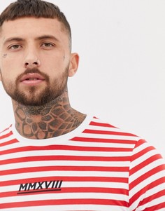 Футболка в полоску с принтом римских цифр ASOS DESIGN - Мульти