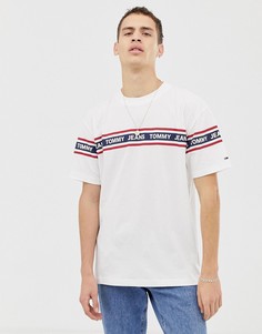 Белая свободная футболка с отделкой лентой на груди и рукавах Tommy Jeans - Белый
