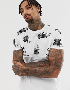 Футболка с цветочным принтом на кокетке ASOS DESIGN - Белый