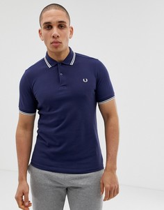 Темно-синее поло с отделкой на воротнике Fred Perry - Темно-синий