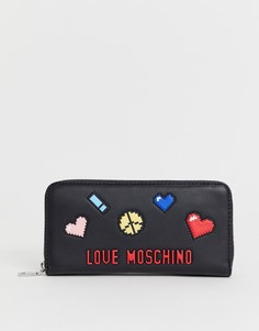 Кошелек на молнии с принтом Love Moschino - Черный