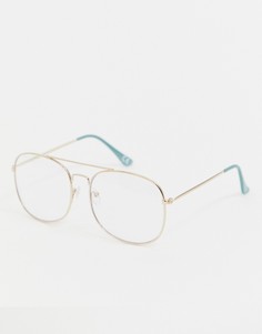 Очки в золотистой квадратной оправе Reclaimed Vintage Inspired эксклюзивно для ASOS - Золотой