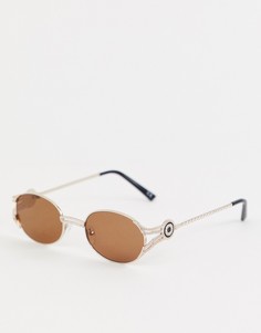 Солнцезащитные очки в круглой металлической оправе ASOS DESIGN - Золотой
