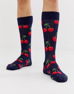 Носки с вишнями Happy Socks - Темно-синий