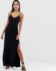 Платье макси с разрезом ASOS DESIGN - Черный