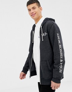Худи черного цвета на молнии с логотипом Abercrombie & Fitch - Черный