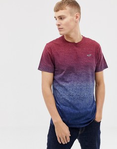 Сине-бордовая футболка с эффектом деграде и логотипом Hollister - Красный