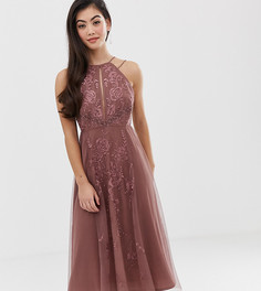 Платье миди с кружевными вставками и цветочной вышивкой ASOS DESIGN - Мульти