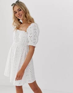 Платье мини с вышивкой ASOS DESIGN - Белый