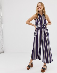 Комбинезон-кюлоты в полоску с воротником и пуговицами ASOS DESIGN - Мульти