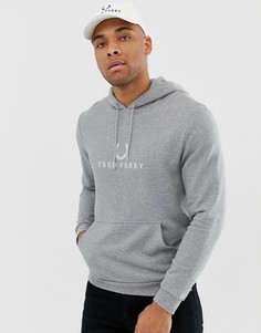 Серый свитшот с капюшоном и большим логотипом Fred Perry - Серый