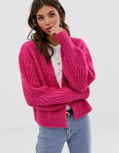 Кардиган с пышными рукавами и отделочной строчкой ASOS DESIGN - Розовый