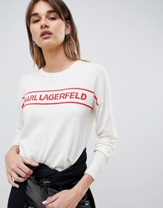 Джемпер с логотипом на груди Karl Lagerfeld - Белый