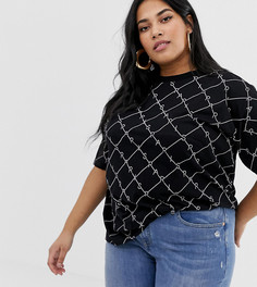 Oversize-футболка с монограммным принтом ASOS DESIGN Curve - Черный