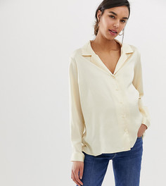 Свободная атласная рубашка с длинными рукавами ASOS DESIGN Maternity - Кремовый