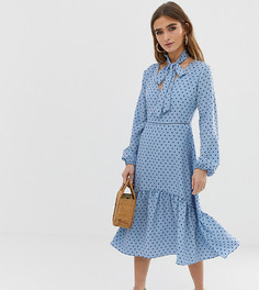Платье миди в горошек с завязкой на шее Glamorous Petite - Синий