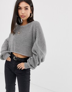 Серый укороченный джемпер с рукавами летучая мышь Boohoo - Серый
