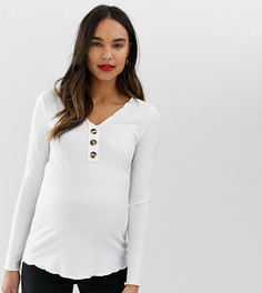 Топ в рубчик с V-образным вырезом ASOS DESIGN Maternity - Белый