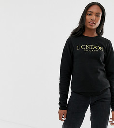 Свитшот бойфренда с золотистой вышивкой ASOS DESIGN - Черный