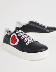 Кроссовки с сердцем из пайеток Love Moschino - Черный