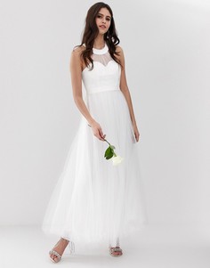 Белое свадебное платье макси из тюля с вырезом сердечком Y.A.S - Белый