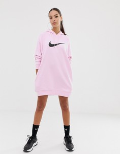 Розовое платье-худи с логотипом Nike - Розовый
