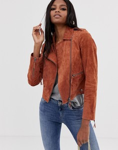 Замшевая байкерская куртка ASOS DESIGN - Коричневый