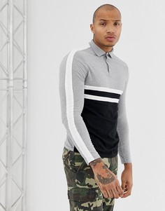 Черный лонгслив-поло из органического хлопка ASOS DESIGN - Черный