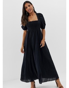 Платье-бюстье макси из ткани сирсакер ASOS DESIGN - Черный