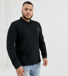 Черное поло из пике с длинными рукавами Original Penguin Big & Tall - Черный