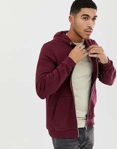 Худи бордового цвета на молнии ASOS DESIGN - Красный
