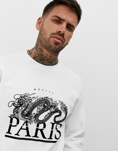 Белый свитшот с принтом дракона River Island paris - Белый