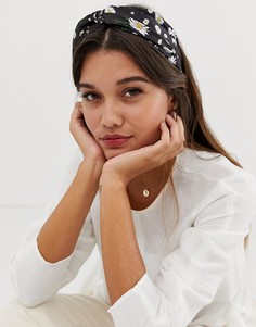 Повязка на голову с узлом и принтом ромашек ASOS DESIGN - Черный
