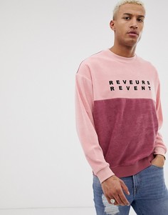 Махровый oversize-свитшот со вставками и текстовым принтом ASOS DESIGN - Розовый