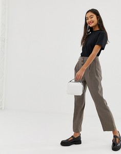 Брюки в клетку с пуговицами New Look - Коричневый