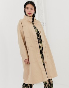 Легкое бежевое пальто с большими карманами Monki - Бежевый
