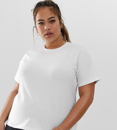 Топ с короткими рукавами и сетчатой вставкой ASOS 4505 Curve - Белый