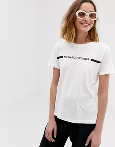 Футболка с надписью no hard feelings Vero Moda - Белый