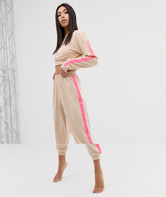Укороченный свитшот и джоггеры с яркими полосками по бокам ASOS DESIGN - Розовый