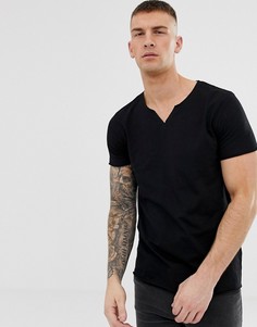 Черная футболка с короткими рукавами и V-образным разрезом ASOS DESIGN - Черный