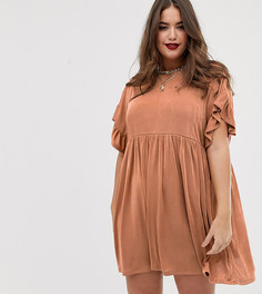 Свободное платье с оборками ASOS DESIGN Curve - Розовый