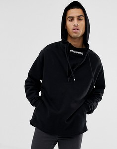 Худи с вышитой надписью ASOS DESIGN - Черный