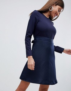 Короткое приталенное платье 2 в 1 Closet London - Темно-синий