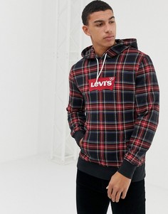 Черно-красный худи в клетку с логотипом Levis - Черный Levis®