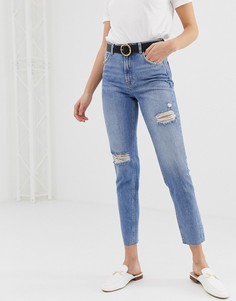 Рваные джинсы в винтажном стиле Pieces Ella - Синий
