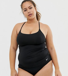 Черный бикини-топ танкини с перекрестной отделкой сзади Nike Curve - Черный