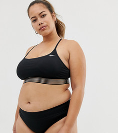Черный укороченный бикини-топ с перекрученной отделкой сзади Nike Curve - Черный