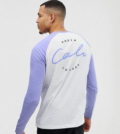 Свободная футболка с длинными рукавами реглан и надписью cali на спине ASOS DESIGN Tall - Белый