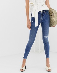 Джинсы скинни с рваной отделкой River Island Amelie - Синий